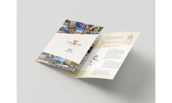 the FondAcAd brochure showing its cover design with images and logo.