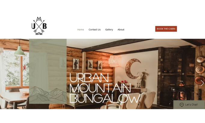 Urban Mountain Bungalow Home Page website design by K Graphic Design.