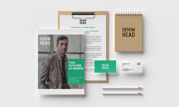 Denim Head stationery by coLabora Estúdio.