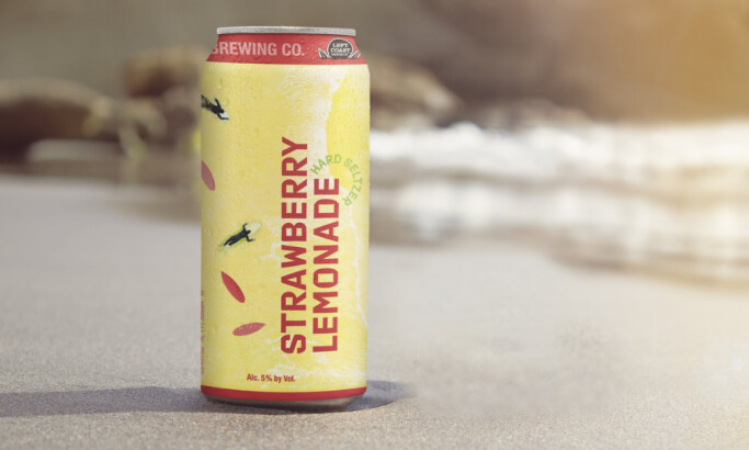 Left Coast Brewery strawberry lemonade packaging by Our Friends