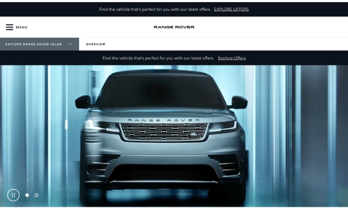 Range Rover Velar Website Design