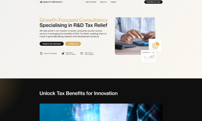 Asquith Bradley Consulting Home Page website design by Prismatico Studio.