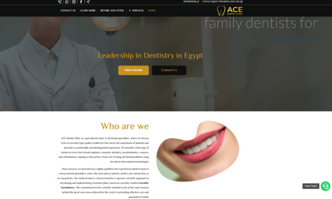 ACE Dental Clinic Home Page website design by Remal Digital Solutions.