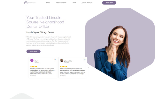 Molar City Home Page website design by Kreate.