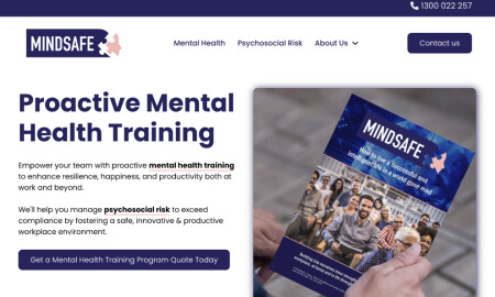 Mindsafe Home Page website design by ZB Marketing.