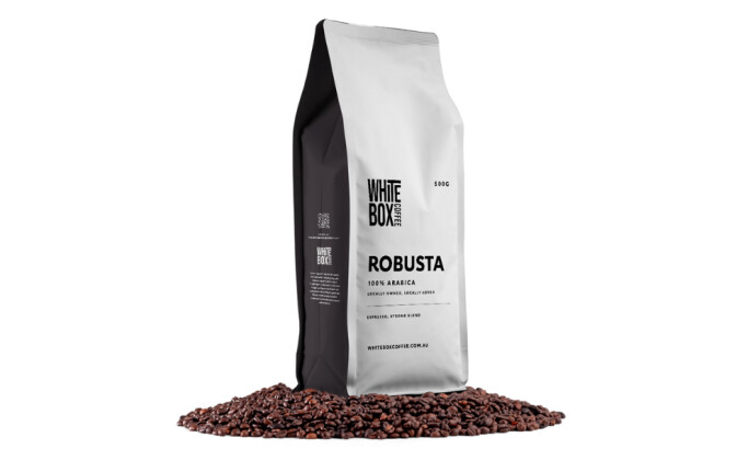 White Box Coffee packaging design by Drewco Studio.