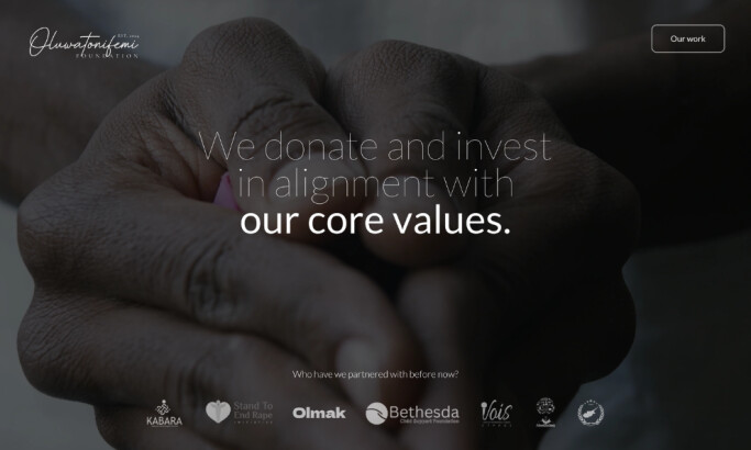 Oluwatonifemi Foundation Home Page website design by Extrafemi Ventures.