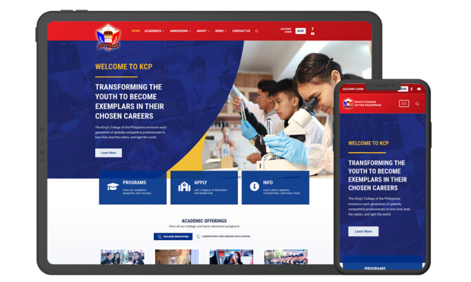 King’s College of the Philippines Home Page website design by Lily Pad Digital Solutions.