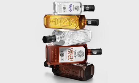 Stacked bottles of Sudlička by Zoumar Design.