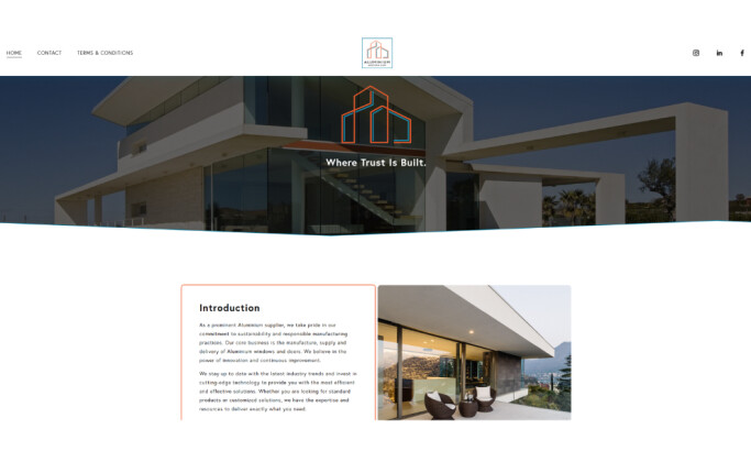 Aluminium Western Cape website design by Frostbolt Digital Media.