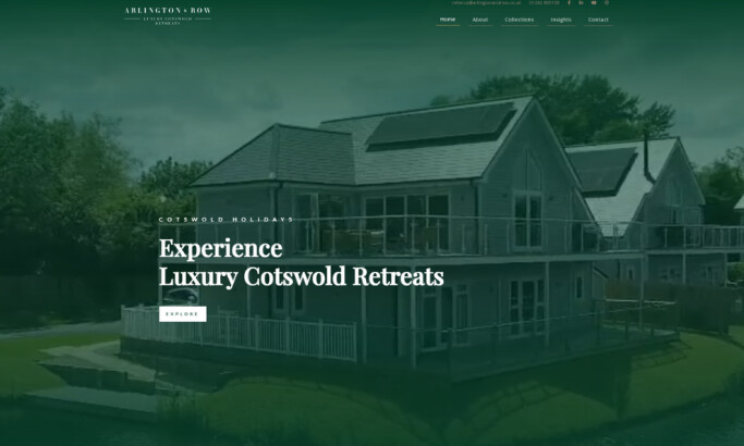 Arlington & Row Home Page website design by omega3design.