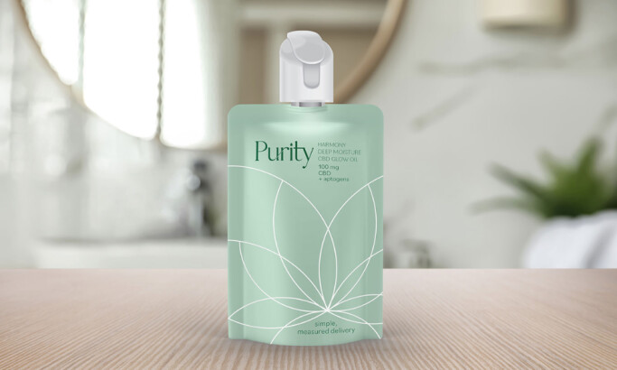 Purity CBD Glow Oil packaging design by Levitskie Creative LLC.
