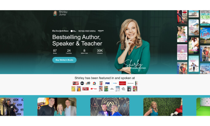 Shirley Jump website design by Devbo.