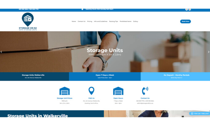 Storage on 82 website design by Web Dynamix.