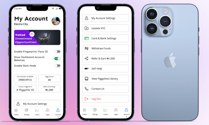 Piggyvest app design by Bamsthetics.