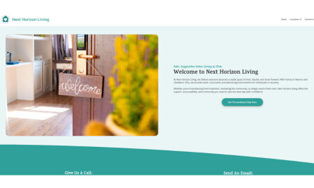 Next Horizon Living home page website design by Minnesota Web Studio.