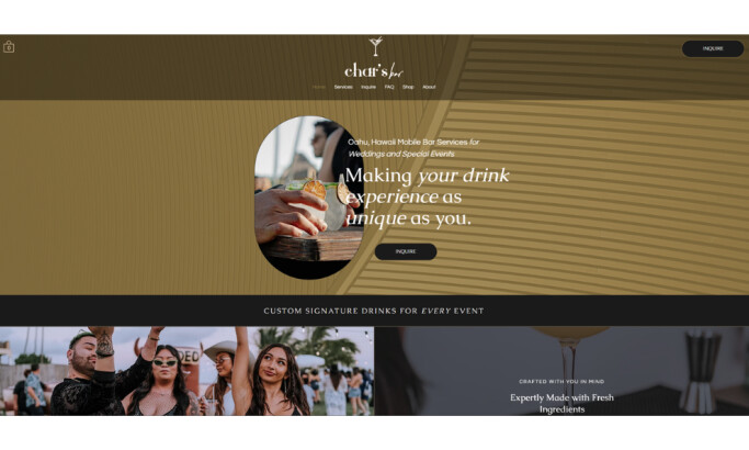 Char’s Bar Hawaii website design by Crystaylor Creative.