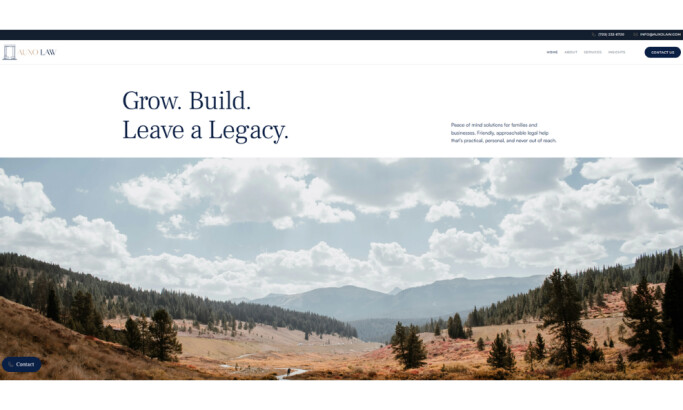 Auxo Law website design by Kroma Creative.