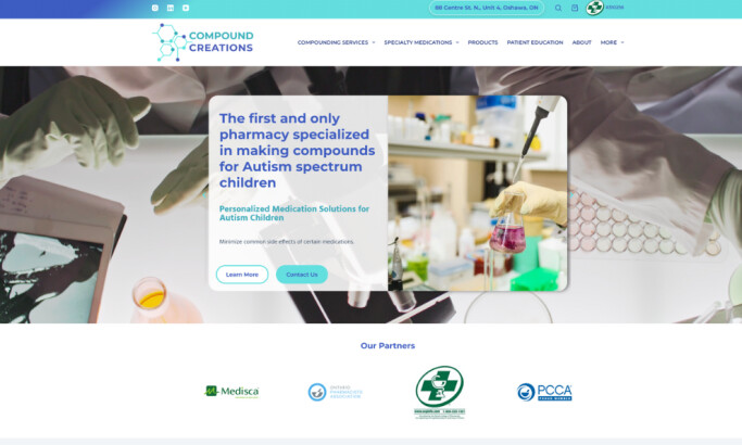 Compound Creations Pharmacy website design by SK Sparkle Tech.
