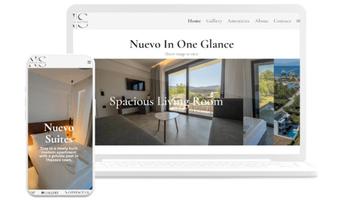 Nuevo Suites website design by DimiCreative.