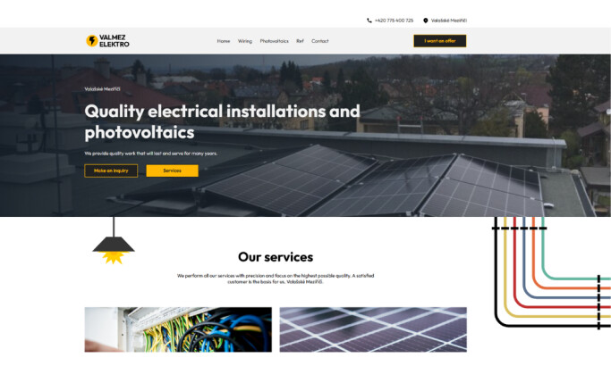 Valmez Elektro website design by Dewelloop.