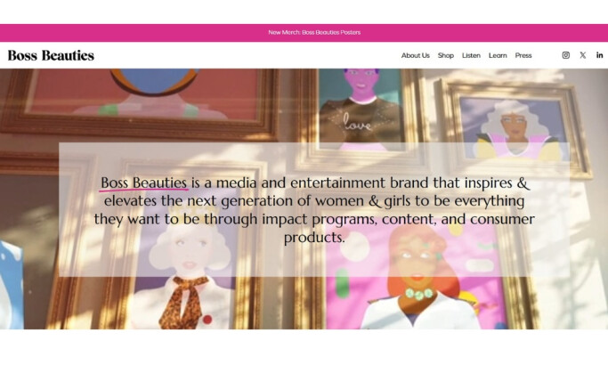 Boss Beauties homepage.