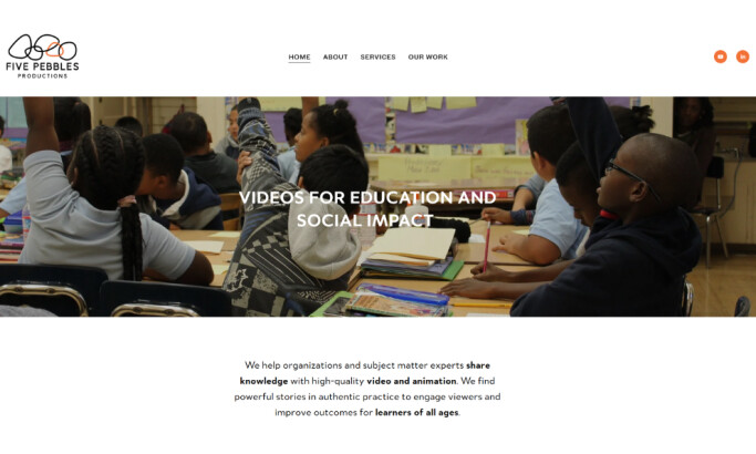Five Pebbles Productions homepage website design by KARA Co Creative.
