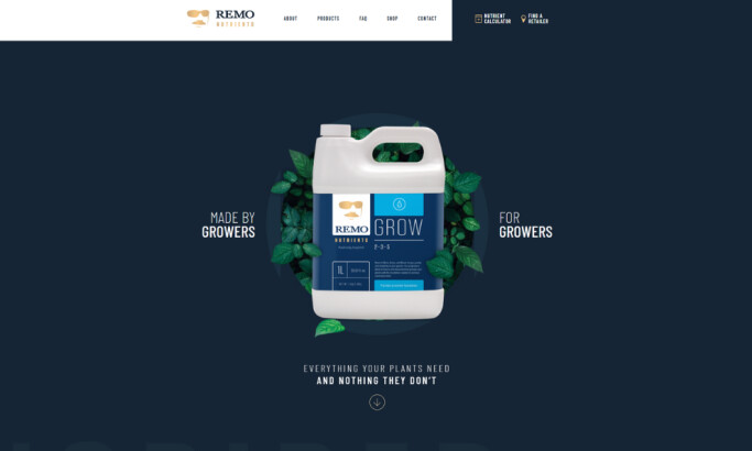 Remo Nutrients website design by Piquemedia.