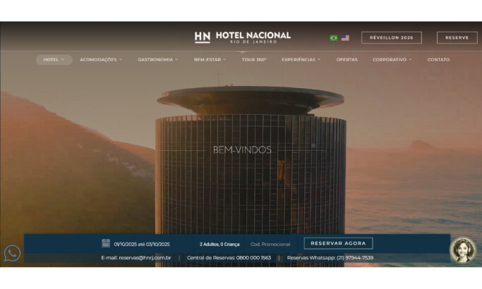 Nacional Hotel Rio website design by Envia Pages.