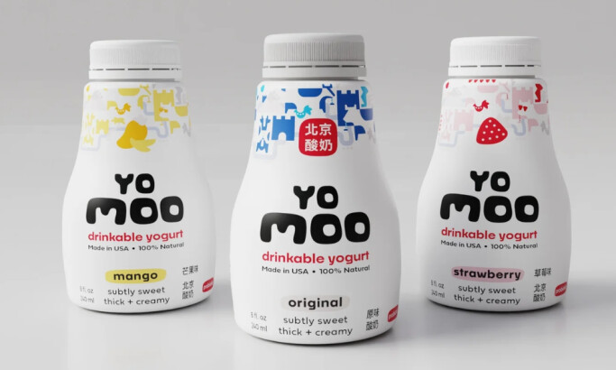 Three flavors of Yo Moo drinkable yogurt by BLC Design.