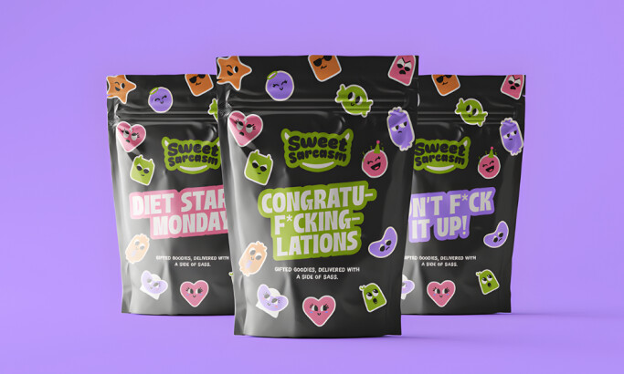 Sweet Sarcasm packaging design by Charlotte Simonsen Designs