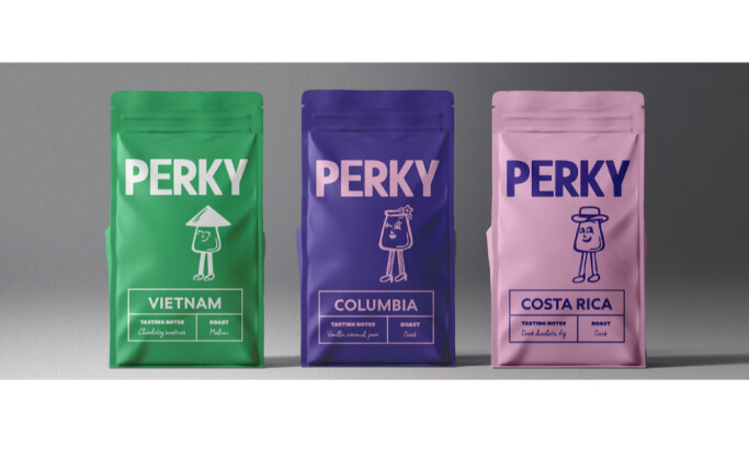 Perky Coffee packaging design by Bolded K Studio