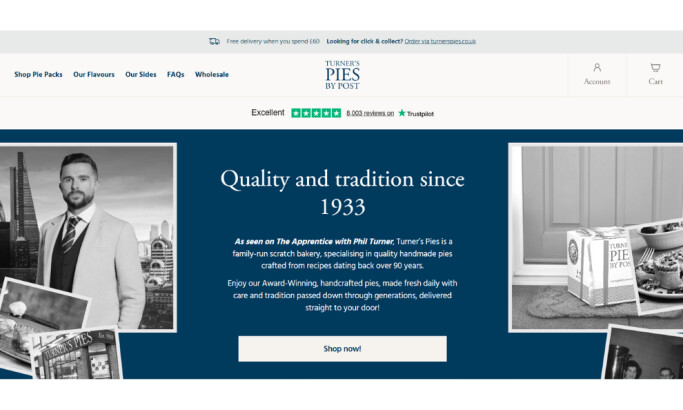 Turner’s Pies by Post website design by Alex Walton