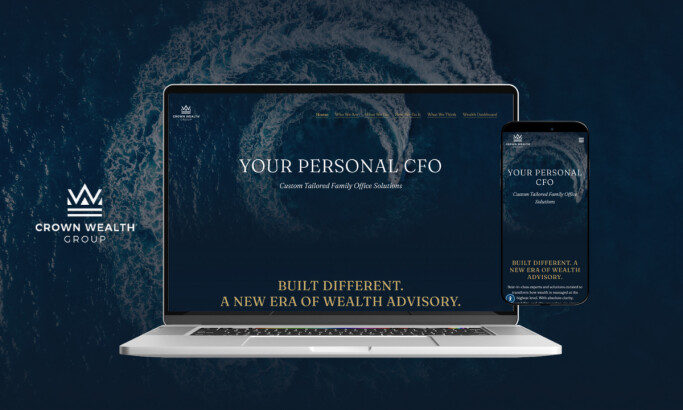 crown wealth group website design by eseospace mock-up view of mobile and laptop