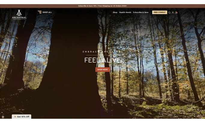 Ancestral Supplements website design by Storm Brain