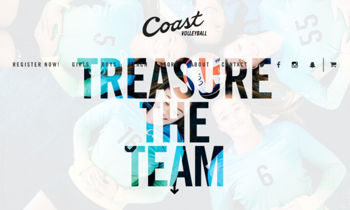 Coast Volleyball website design by Storm Brain.