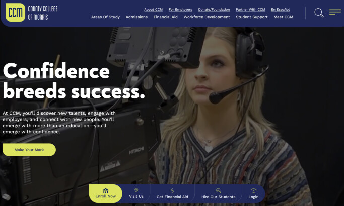 County College of Morris website design by eDesign Interactive