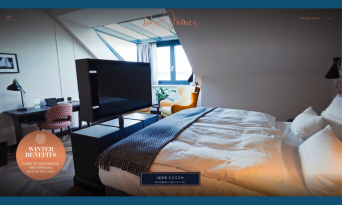 Das James Hotel website design by Die Visualisten.