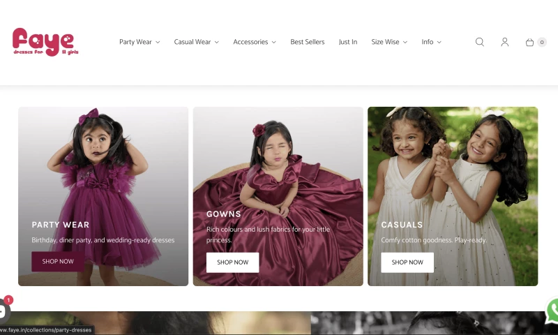 Sinelogix Technologies - Faye Designer Kidswear eCommerce Website
