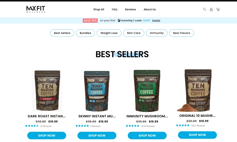 MaxFit Wellness - Shopify eCommerce Development & UX Optimization