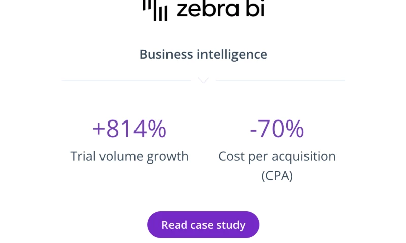 Holini - Holini decreases Zebra BI's cost per trial by 70% in 5 months with a strategic Google Ads approach