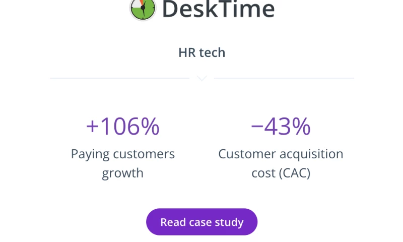 Holini - Holini brings >35% paying customers growth for DeskTime in two consecutive years