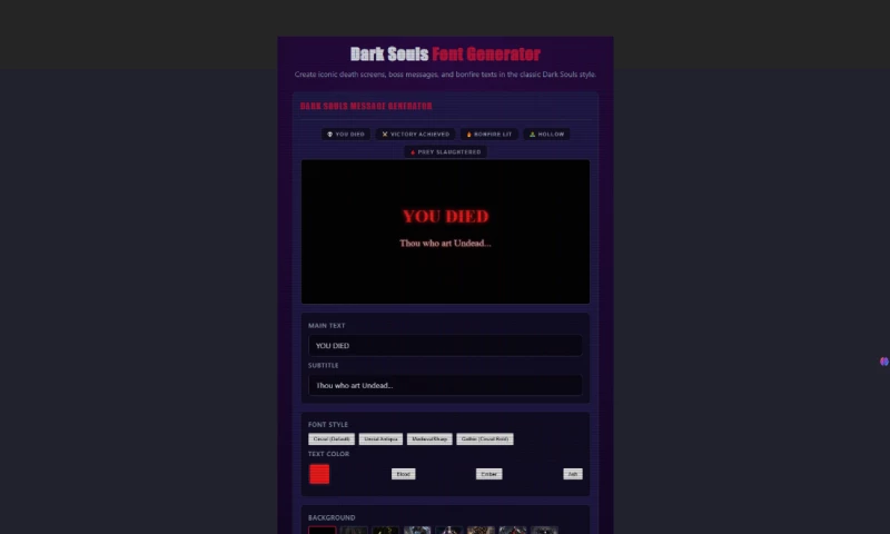 DevGurux - Dark souls font generator tool