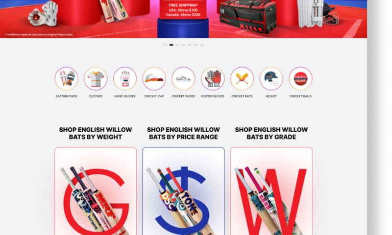 Cricket Store Online | Website Design