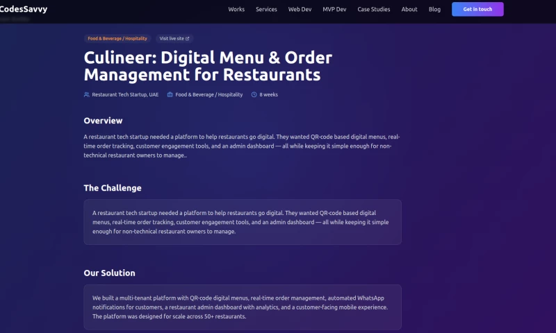 CodesSavvy - Culineer - Digital Menu & Restaurant Platform