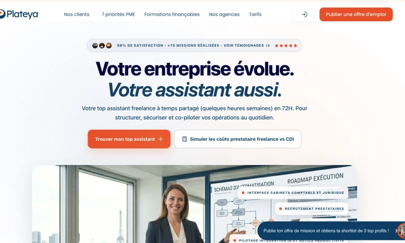 TechStride Solutions - Plateya App Dashboard SaaS de Gestion des Missions et Assistants Freelance