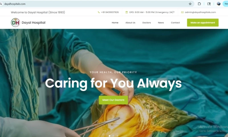 Scallar IT Solution - Dayal Hospital Healthcare Website with Appointment Booking