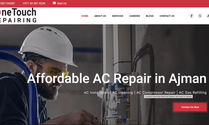 Orange Dice Solutions - SEO friendly website developed for Onetouch repairing, Ajman, UAE