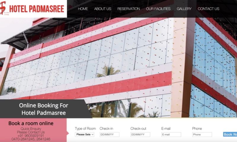 Orange Dice Solutions - Resort website developed for Hotel Padamasree, Attingal, Kerala