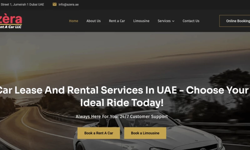 Orange Dice Solutions - Eebsite developed for Azera rent a car, Dubai, UAE